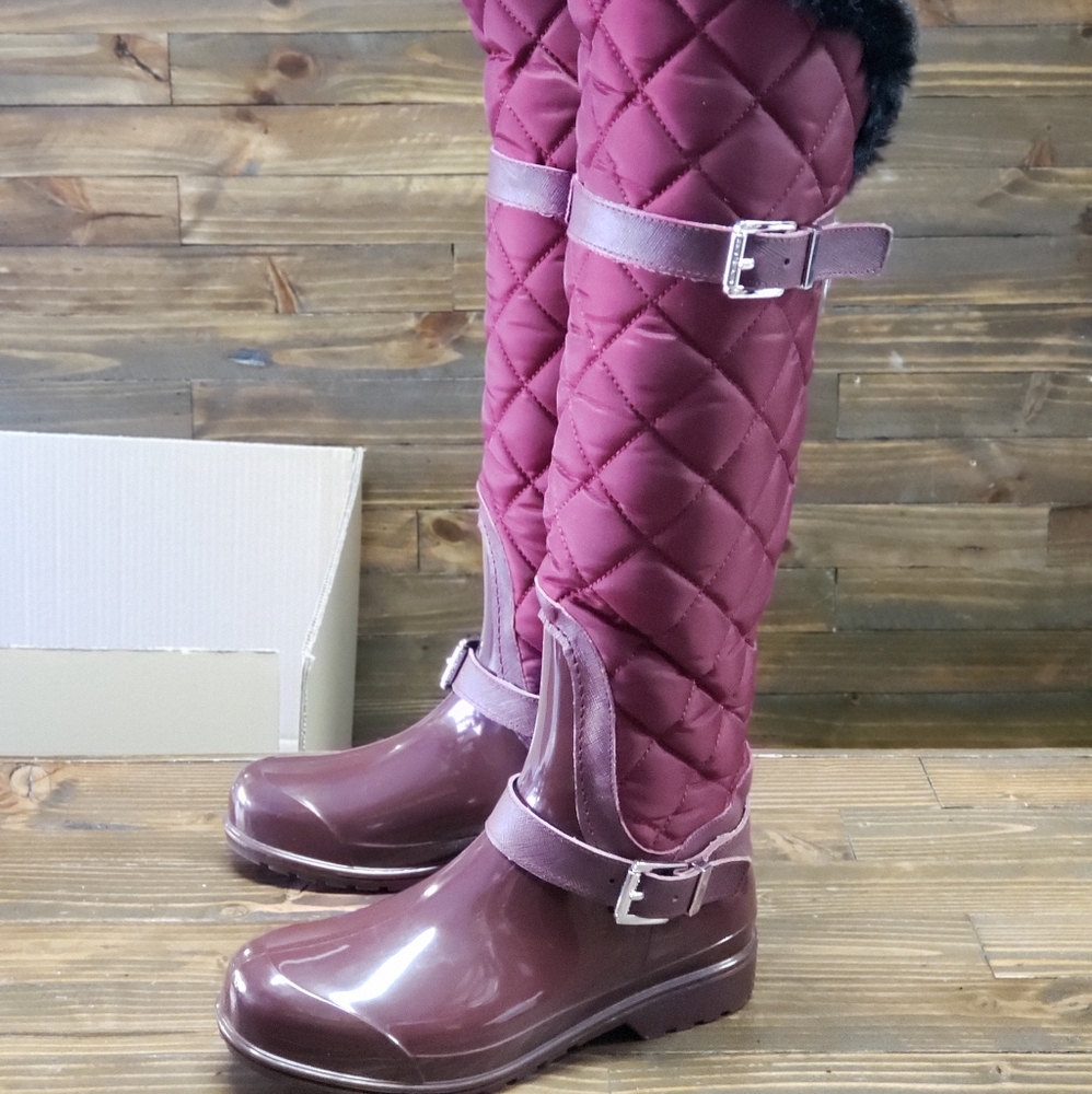 Michael Kors Quilted Merlot Rainboots Size 6